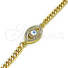 Pulsera Elegante 03.368.0084.08 Oro Laminado, Diseño de Ojo Griego, con Blanca Micro Pave, Esmaltado Blanco, Tono Dorado (04 MM Thickness, 8 Inches Length)