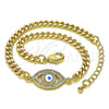 Pulsera Elegante 03.368.0084.08 Oro Laminado, Diseño de Ojo Griego, con Blanca Micro Pave, Esmaltado Blanco, Tono Dorado (04 MM Thickness, 8 Inches Length)