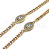 Pulsera Elegante 03.368.0084.08 Oro Laminado, Diseño de Ojo Griego, con Blanca Micro Pave, Esmaltado Blanco, Tono Dorado (04 MM Thickness, 8 Inches Length)