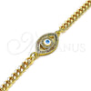 Pulsera Elegante 03.368.0084.1.08 Oro Laminado, Diseño de Ojo Griego, con Multicolor Micro Pave, Esmaltado Blanco, Tono Dorado (04 MM Thickness, 8 Inches Length)