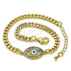 Pulsera Elegante 03.368.0084.1.08 Oro Laminado, Diseño de Ojo Griego, con Multicolor Micro Pave, Esmaltado Blanco, Tono Dorado (04 MM Thickness, 8 Inches Length)