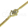 Pulsera Elegante 03.368.0086.08 Oro Laminado, Diseño de Mano de Dios, con Zafiro Azul Zirconia Cubica and Blanca Micro Pave, Pulido, Tono Dorado (04 MM Thickness, 8 Inches Length)