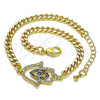 Pulsera Elegante 03.368.0086.08 Oro Laminado, Diseño de Mano de Dios, con Zafiro Azul Zirconia Cubica and Blanca Micro Pave, Pulido, Tono Dorado (04 MM Thickness, 8 Inches Length)