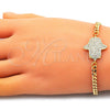 Pulsera Elegante 03.368.0089.08 Oro Laminado, Diseño de Mano de Dios, con Blanca Micro Pave, Pulido, Tono Dorado (04 MM Thickness, 8 Inches Length)