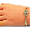 Pulsera Elegante 03.368.0090.08 Oro Laminado, Diseño de Mano de Dios, con Multicolor Micro Pave, Pulido, Tono Dorado (04 MM Thickness, 8 Inches Length)