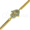 Pulsera Elegante 03.368.0090.08 Oro Laminado, Diseño de Mano de Dios, con Multicolor Micro Pave, Pulido, Tono Dorado (04 MM Thickness, 8 Inches Length)