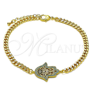 Pulsera Elegante 03.368.0090.08 Oro Laminado, Diseño de Mano de Dios, con Multicolor Micro Pave, Pulido, Tono Dorado (04 MM Thickness, 8 Inches Length)