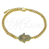 Pulsera Elegante 03.368.0090.08 Oro Laminado, Diseño de Mano de Dios, con Multicolor Micro Pave, Pulido, Tono Dorado (04 MM Thickness, 8 Inches Length)