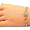 Pulsera Elegante 03.368.0092.08 Oro Laminado, Diseño de Mano de Dios, con Multicolor Micro Pave and Blanca Zirconia Cubica, Pulido, Tono Dorado (04 MM Thickness, 8 Inches Length)