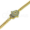Pulsera Elegante 03.368.0092.08 Oro Laminado, Diseño de Mano de Dios, con Multicolor Micro Pave and Blanca Zirconia Cubica, Pulido, Tono Dorado (04 MM Thickness, 8 Inches Length)
