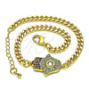 Pulsera Elegante 03.368.0092.08 Oro Laminado, Diseño de Mano de Dios, con Multicolor Micro Pave and Blanca Zirconia Cubica, Pulido, Tono Dorado (04 MM Thickness, 8 Inches Length)