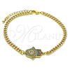 Pulsera Elegante 03.368.0092.08 Oro Laminado, Diseño de Mano de Dios, con Multicolor Micro Pave and Blanca Zirconia Cubica, Pulido, Tono Dorado (04 MM Thickness, 8 Inches Length)