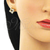Arete Dormilona 02.156.0634 Oro Laminado, Diseño de Nudo, con Blanca Micro Pave, Pulido, Tono Dorado