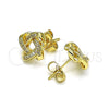 Arete Dormilona 02.156.0634 Oro Laminado, Diseño de Nudo, con Blanca Micro Pave, Pulido, Tono Dorado