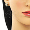 Arete Dormilona 02.156.0635 Oro Laminado, Diseño de Angel, con Blanca Micro Pave, Pulido, Tono Dorado