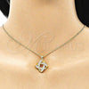 Juego de Arete y Dije de Adulto 10.156.0427 Oro Laminado, Diseño de Nudo, con Blanca Micro Pave, Pulido, Tono Dorado