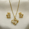 Juego de Arete y Dije de Adulto 10.156.0427 Oro Laminado, Diseño de Nudo, con Blanca Micro Pave, Pulido, Tono Dorado