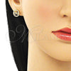 Arete Dormilona 02.156.0637 Oro Laminado, Diseño de Corazón, con Blanca Micro Pave, Pulido, Tono Dorado