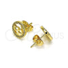 Arete Dormilona 02.156.0637 Oro Laminado, Diseño de Corazón, con Blanca Micro Pave, Pulido, Tono Dorado