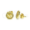 Arete Dormilona 02.156.0637 Oro Laminado, Diseño de Corazón, con Blanca Micro Pave, Pulido, Tono Dorado