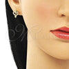 Arete Dormilona 02.156.0638 Oro Laminado, Diseño de Corazón, con Blanca Micro Pave, Pulido, Tono Dorado
