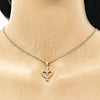 Juego de Arete y Dije de Adulto 10.156.0431 Oro Laminado, Diseño de Corazón, con Blanca Micro Pave, Pulido, Tono Dorado