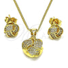 Juego de Arete y Dije de Adulto 10.156.0432 Oro Laminado, Diseño de Nudo, con Blanca Micro Pave, Pulido, Tono Dorado