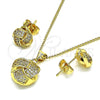 Juego de Arete y Dije de Adulto 10.156.0432 Oro Laminado, Diseño de Nudo, con Blanca Micro Pave, Pulido, Tono Dorado