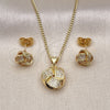 Juego de Arete y Dije de Adulto 10.156.0432 Oro Laminado, Diseño de Nudo, con Blanca Micro Pave, Pulido, Tono Dorado