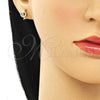 Arete Dormilona 02.156.0641 Oro Laminado, Diseño de Delfín, con Blanca Micro Pave, Pulido, Tono Dorado