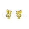 Arete Dormilona 02.156.0641 Oro Laminado, Diseño de Delfín, con Blanca Micro Pave, Pulido, Tono Dorado