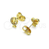 Arete Dormilona 02.156.0641 Oro Laminado, Diseño de Delfín, con Blanca Micro Pave, Pulido, Tono Dorado