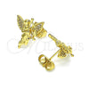 Arete Dormilona 02.156.0642 Oro Laminado, Diseño de Angel, con Blanca Micro Pave, Pulido, Tono Dorado
