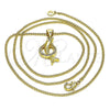 Collares con Dije 04.156.0463.20 Oro Laminado, Diseño de Delfín, con Blanca Micro Pave, Pulido, Tono Dorado (02 MM Thickness, 20 Inches Length)