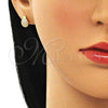 Juego de Arete y Dije de Adulto 10.156.0436 Oro Laminado, Diseño de Pina, con Blanca Micro Pave, Pulido, Tono Dorado