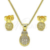 Juego de Arete y Dije de Adulto 10.156.0436 Oro Laminado, Diseño de Pina, con Blanca Micro Pave, Pulido, Tono Dorado