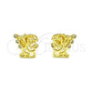 Arete Dormilona 02.156.0643 Oro Laminado, Diseño de Angel, con Blanca Micro Pave, Pulido, Tono Dorado