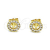 Arete Dormilona 02.156.0646 Oro Laminado, con Blanca Micro Pave, Pulido, Tono Dorado
