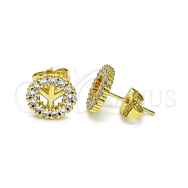 Arete Dormilona 02.156.0646 Oro Laminado, con Blanca Micro Pave, Pulido, Tono Dorado