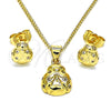 Juego de Arete y Dije de Adulto 10.156.0445 Oro Laminado, Diseño de Mariquita, con Blanca Micro Pave, Pulido, Tono Dorado