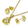 Juego de Arete y Dije de Adulto 10.156.0445 Oro Laminado, Diseño de Mariquita, con Blanca Micro Pave, Pulido, Tono Dorado
