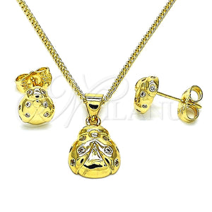 Juego de Arete y Dije de Adulto 10.156.0445 Oro Laminado, Diseño de Mariquita, con Blanca Micro Pave, Pulido, Tono Dorado