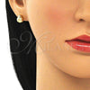 Arete Dormilona 02.156.0649 Oro Laminado, Diseño de Mariquita, con Blanca Micro Pave, Pulido, Tono Dorado