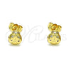 Arete Dormilona 02.156.0649 Oro Laminado, Diseño de Mariquita, con Blanca Micro Pave, Pulido, Tono Dorado
