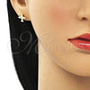 Arete Dormilona 02.156.0650 Oro Laminado, con Blanca Micro Pave, Pulido, Tono Dorado