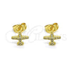 Arete Dormilona 02.156.0650 Oro Laminado, con Blanca Micro Pave, Pulido, Tono Dorado