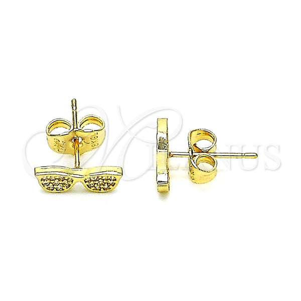 Arete Dormilona 02.156.0651 Oro Laminado, con Blanca Micro Pave, Pulido, Tono Dorado