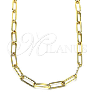 Gargantilla Basica 04.63.1394.16 Oro Laminado, Diseño de Paperclip, Pulido, Tono Dorado (Grosor 05.2 MM, 16 Pulgadas de Largo)