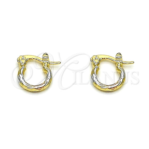 Argolla Pequeña 02.96.0080.2.10 Oro Laminado, Diamantado, Tres Tonos
