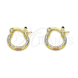 Argolla Pequeña 02.96.0080.2.12 Oro Laminado, Diamantado, Tres Tonos